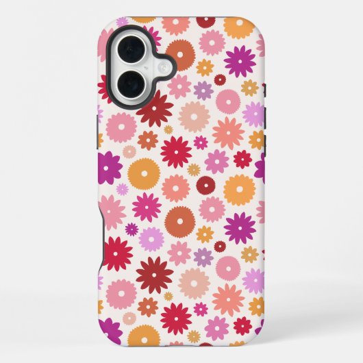 カラフルな花の繰り返しパターン iPhoneケース (裏面)