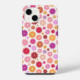 カラフルな花の繰り返しパターン iPhone 14ケース