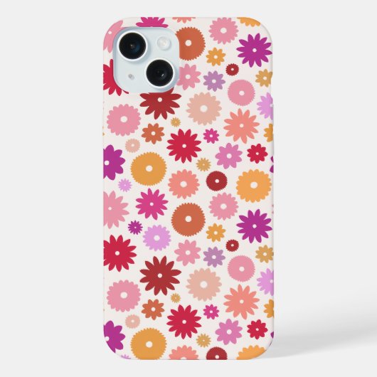 カラフルな花の繰り返しパターン iPhoneケース (裏面)