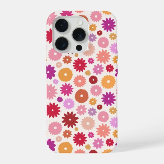 カラフルな花の繰り返しパターン iPhoneケース (裏面)