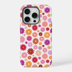 カラフルな花の繰り返しパターン iPhone 15 PROケース