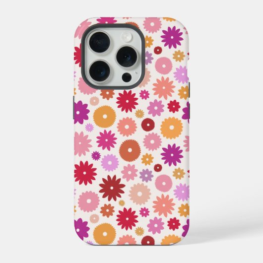カラフルな花の繰り返しパターン iPhoneケース (裏面)
