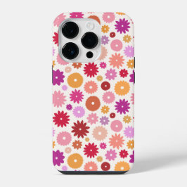 カラフルな花の繰り返しパターン iPhone 14 PROケース