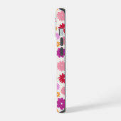 カラフルな花の繰り返しパターン iPhone 15ケース (左側面)