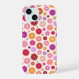 カラフルな花の繰り返しパターン iPhone 15ケース