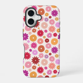 カラフルな花の繰り返しパターン iPhone 16ケース
