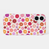 カラフルな花の繰り返しパターン iPhone 16ケース (裏面横)
