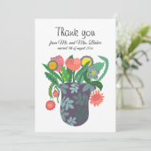 カラフルな花の花束のデザインは感謝していしています サンキューカード (スタンド正面)