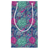 カラフルな花の落書きパターン スモールペーパーバッグ (正面)