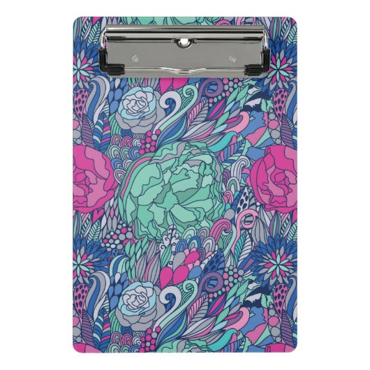 カラフルな花の落書きパターン ミニクリップボード (正面)