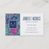 カラフルな花の落書きパターン 名刺 (正面)