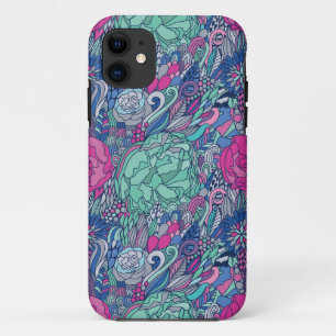 カラフルな花の落書きパターン iPhone 11 ケース