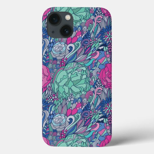 カラフルな花の落書きパターン Case-Mate iPhoneケース (裏面)