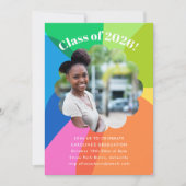 カラフルな花の虹の写真 卒業パーティー 招待状 (正面)