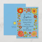 カラフルな花の誕生日招待状 招待状 (正面/裏面)