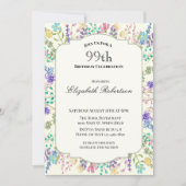 カラフルな花の99歳の誕生日招待状 招待状 (正面)