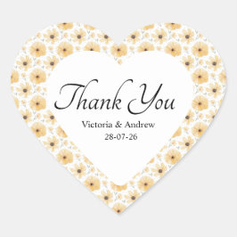 カラフルな花の「ありがとう」ステッカー ハートシール