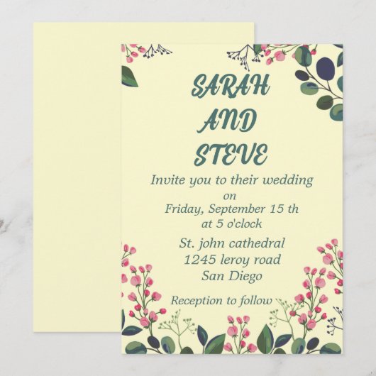 カラフルな花の 招待状 (正面/裏面)