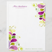 カラフルな花のDecoは自然のアールデコの上品を残します レターヘッド (正面/裏面)