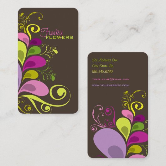 カラフルな花のDecoは自然のプロフィールカードを残します 名刺 (正面/裏面)