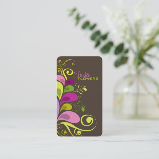 カラフルな花のDecoは自然のプロフィールカードを残します 名刺 (スタンド正面)