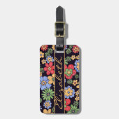 カラフルな花は名前および数を加えます ラゲッジタグ (正面縦)