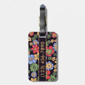 カラフルな花は名前および数を加えます ラゲッジタグ (裏面縦)