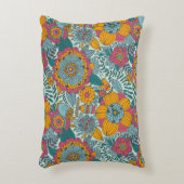カラフルな花パターン アクセントクッション (正面(垂直))