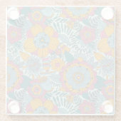 カラフルな花パターン ガラスコースター (裏面)