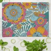 カラフルな花パターン キッチンタオル (折り畳み)