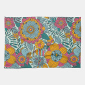 カラフルな花パターン キッチンタオル (横)