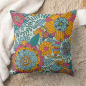 カラフルな花パターン クッション (ブランケット)