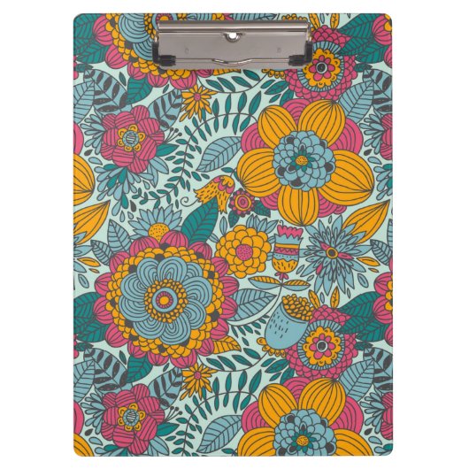 カラフルな花パターン クリップボード (正面)