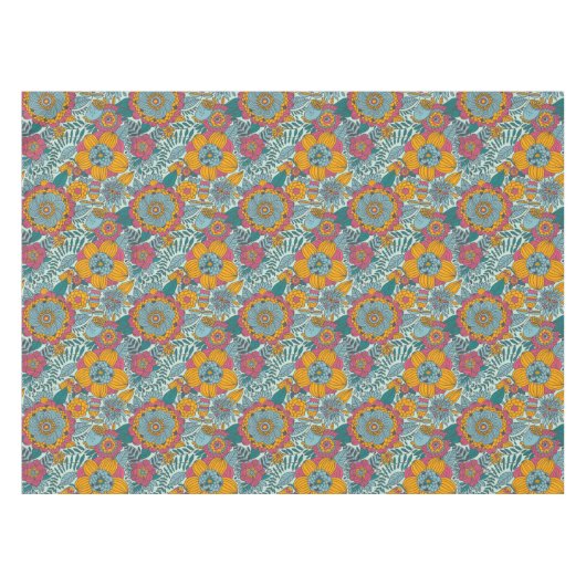 カラフルな花パターン テーブルクロス (正面(横))