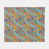 カラフルな花パターン フリースブランケット (正面(横))