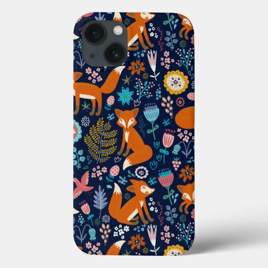 カラフルな花及びキツネパターン Case-Mate iPhoneケース (裏面)