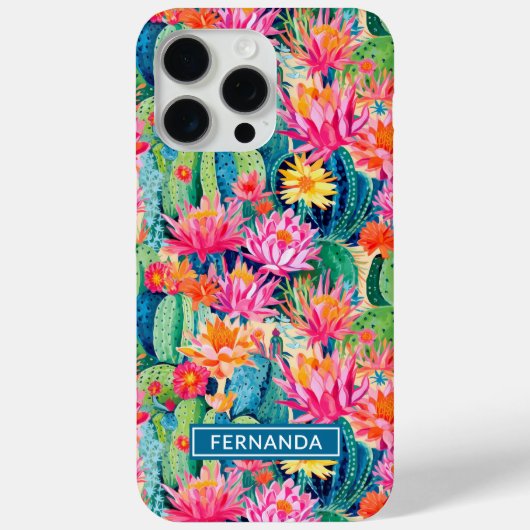 カラフルな花咲くサボテンのオーダーメイド Case-Mate iPhoneケース (裏面)