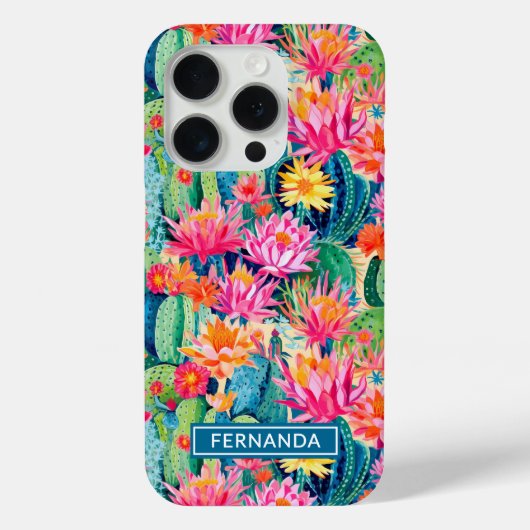 カラフルな花咲くサボテンのオーダーメイド Case-Mate iPhoneケース (裏面)