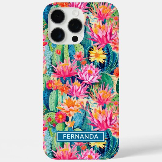 カラフルな花咲くサボテンのオーダーメイド Case-Mate iPhoneケース (裏面)