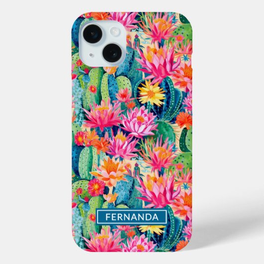 カラフルな花咲くサボテンのオーダーメイド Case-Mate iPhoneケース (裏面)