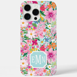 カラフルな花園のイニシャルケース iPhone 16 PRO MAXケース
