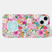 カラフルな花園のイニシャルプリント Case-Mate iPhoneケース (裏面 (横))