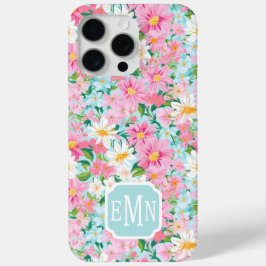 カラフルな花園のイニシャル入りケース iPhone 15 PRO MAXケース