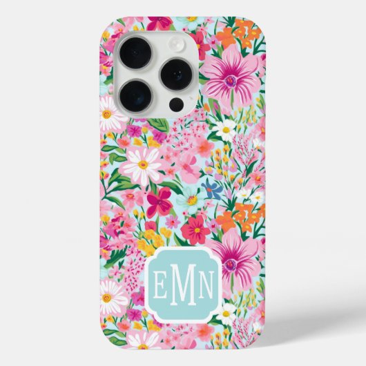 カラフルな花園のイニシャル入り Case-Mate iPhoneケース (裏面)
