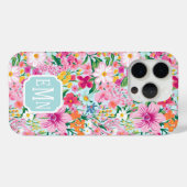 カラフルな花園のイニシャル入り Case-Mate iPhoneケース (裏面 (横))
