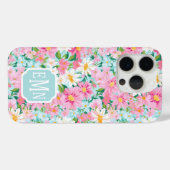 カラフルな花園のイニシャル入り Case-Mate iPhoneケース (裏面 (横))