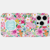 カラフルな花園のイニシャル入り Case-Mate iPhoneケース (裏面 (横))