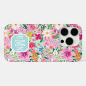カラフルな花園のイニシャル入り Case-Mate iPhoneケース (裏面 (横))