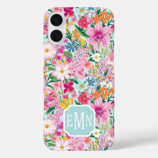 カラフルな花園のイニシャル入り Case-Mate iPhoneケース (裏面)