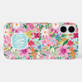 カラフルな花園のイニシャル入り Case-Mate iPhoneケース (裏面 (横))
